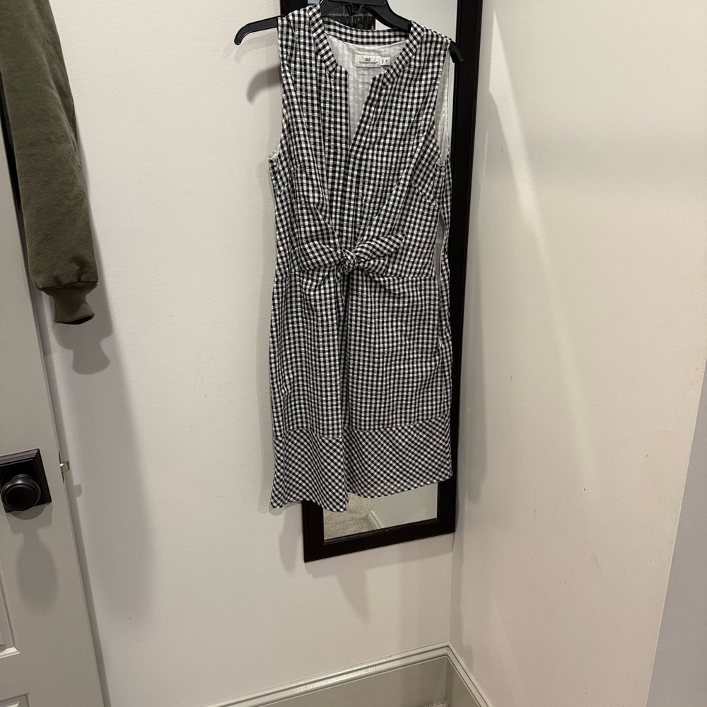 Vineyard Vines Black and White Gingham Midi Dress